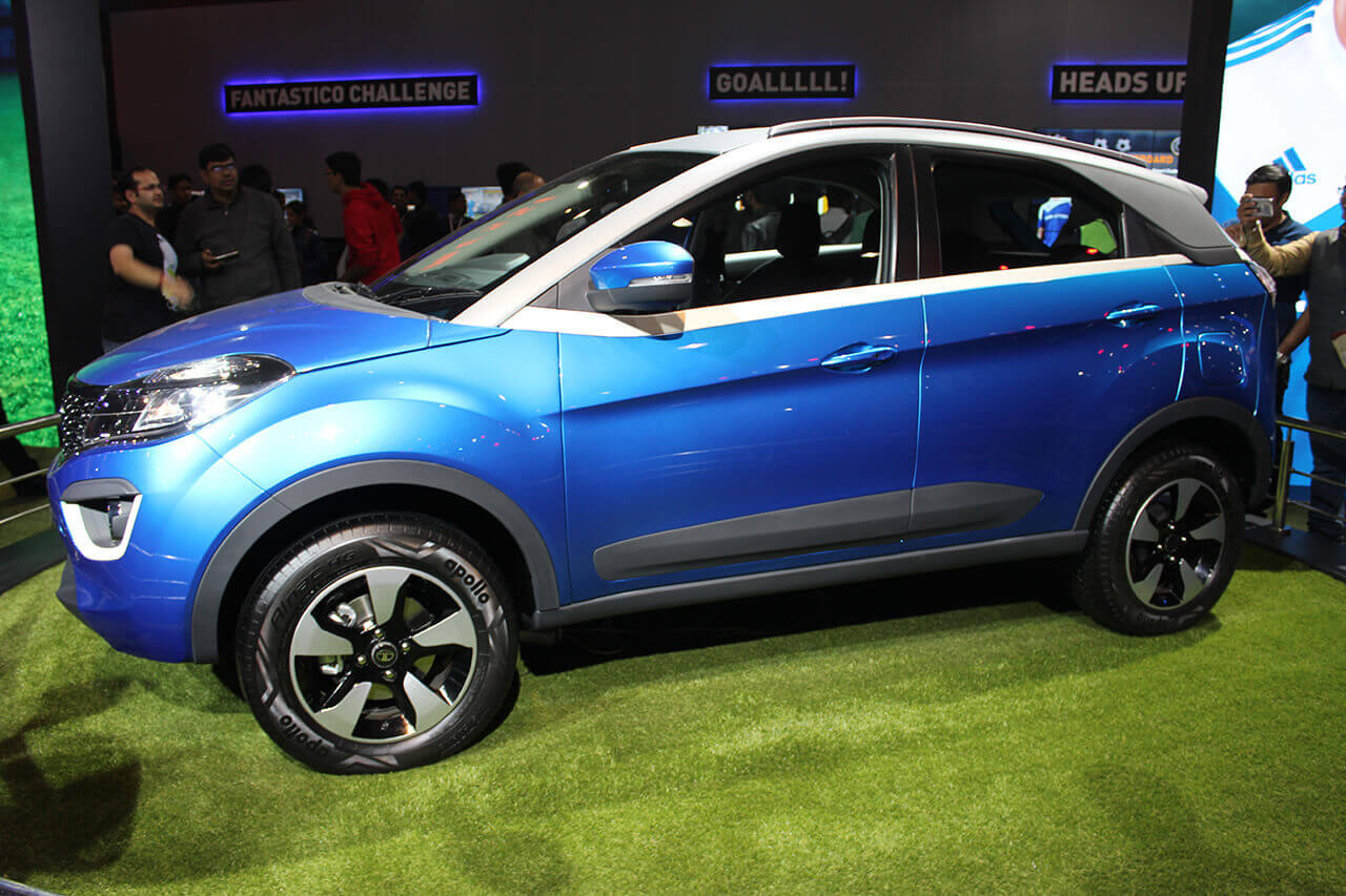 Tata Nexon Blue Exterior Auto Expo 2016 Spinny