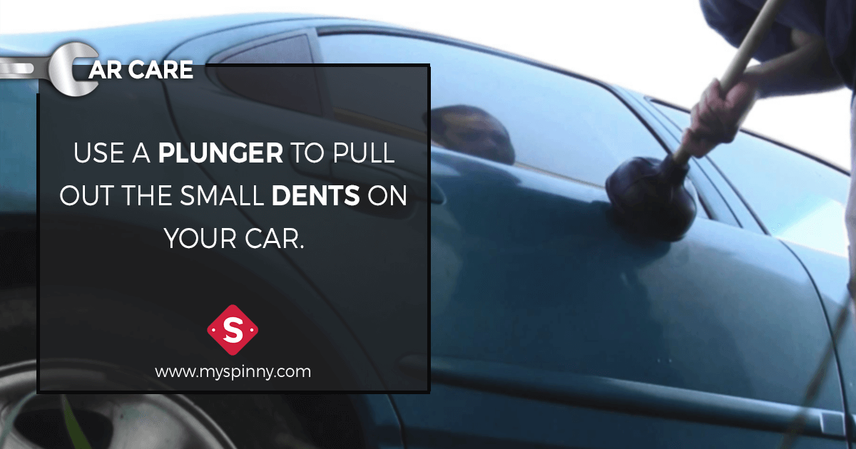 Car Care : DIY Car Care Tips #4 :  Use a plunger to pull out the small dents on your car.